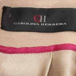 CH Carolina Herrera Beige/Purple Silk Midi Skirt S