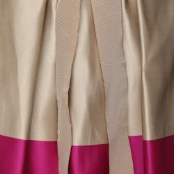 CH Carolina Herrera Beige/Purple Silk Midi Skirt S