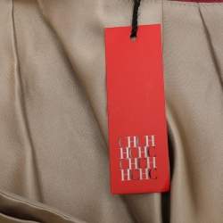 CH Carolina Herrera Beige/Purple Silk Midi Skirt S
