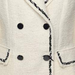 CH Carolina Herrera White Tweed Double Breasted Blazer M