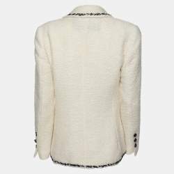 CH Carolina Herrera White Tweed Double Breasted Blazer M