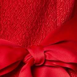 Pre Owned CH Carolina Herrera Red Embossed Jacquard Peplum Style Jacket M