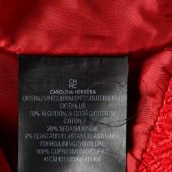 Pre Owned CH Carolina Herrera Red Embossed Jacquard Peplum Style Jacket M