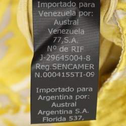 مملوكة مسبقًا فستان سي إتش كارولينا هيريرا حرير مطبوع أصفر بدون حمالات طويل مقاس صغير - سمول