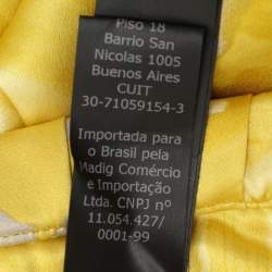 مملوكة مسبقًا فستان سي إتش كارولينا هيريرا حرير مطبوع أصفر بدون حمالات طويل مقاس صغير - سمول