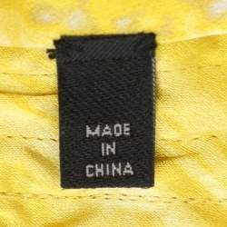 مملوكة مسبقًا فستان سي إتش كارولينا هيريرا حرير مطبوع أصفر بدون حمالات طويل مقاس صغير - سمول