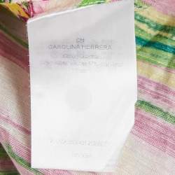 Pre Owned CH Carolina Herrera Multicolor Stripe Print Linen Blend Tunic L