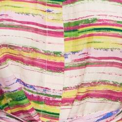 Pre Owned CH Carolina Herrera Multicolor Stripe Print Linen Blend Tunic L