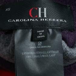 Pre Owned CH Carolina Herrera Purple/Grey Wool Reversible Mid-Length Coat XS