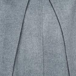 Pre Owned CH Carolina Herrera Purple/Grey Wool Reversible Mid-Length Coat XS
