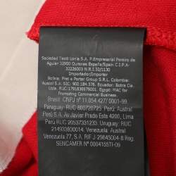 Pre Owned CH Carolina Herrera Red Cotton Colorblock Pattern V-Neck Top S