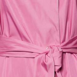 CH Carolina Herrera Pink Crepe Belted Open Front Long Jacket XS