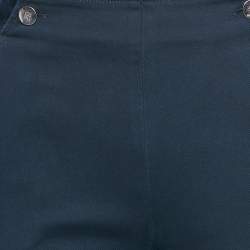 CH Carolina Herrera Navy Blue Gabardine Cotton Pants S