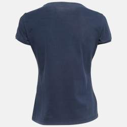 CH Carolina Herrera Navy Blue Logo Embroidered Cotton T-Shirt M 