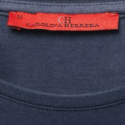 CH Carolina Herrera Navy Blue Logo Embroidered Cotton T-Shirt M 