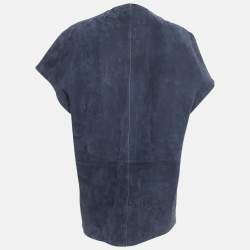 Pre Owned CH Carolina Herrera Navy Blue Suede Loose Fit Vest XS