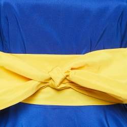 Pre Owned CH Carolina Herrera Blue Synthetic Waist Tie-Up Detail Sleeveless Gown M