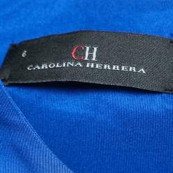 Pre Owned CH Carolina Herrera Blue Synthetic Waist Tie-Up Detail Sleeveless Gown M