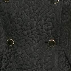 Pre Owned CH Carolina Herrera Black Textured Jacquard Double Breasted Coat XS