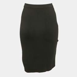 CH Carolina Herrera Black Stretch Knit Ruffled Pencil Skirt XS