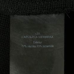 CH Carolina Herrera Black Stretch Knit Ruffled Pencil Skirt XS