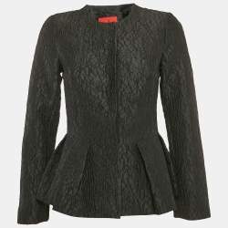 CH Carolina Herrera Black Jacquard Peplum Jacket S