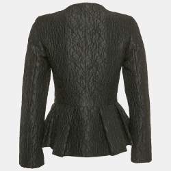CH Carolina Herrera Black Jacquard Peplum Jacket S