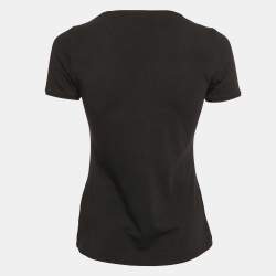 CH Carolina Herrera Black Sequin Rose and CH Embroidered Jersey T-Shirt XS