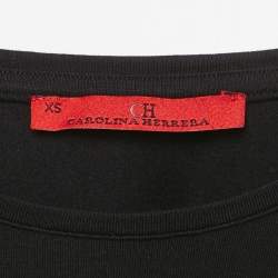 CH Carolina Herrera Black Sequin Rose and CH Embroidered Jersey T-Shirt XS