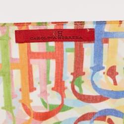 Pre Owned CH Carolina Herrera Multicolor Logo Print Cotton Front Open Kaftan One Size