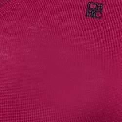 Pre Owned CH Carolina Herrera Pink Wool V-Neck Sweater XS