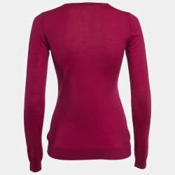 Pre Owned CH Carolina Herrera Pink Wool V-Neck Sweater XS
