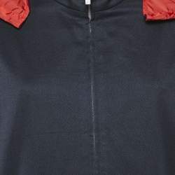 CH Carolina Herrera Black/Red Cotton Hooded Zip Up Jacket L