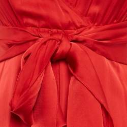 Pre Owned CH Carolina Herrera Red Silk Sleeveless Midi Dress S