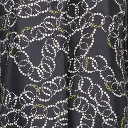 مملوكة مسبقًا CH Carolina Herrera Navy Blue Printed Satin Blouse M