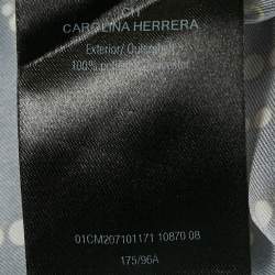 مملوكة مسبقًا CH Carolina Herrera Navy Blue Printed Satin Blouse M