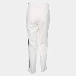 Pre Owned CH Carolina Herrera White Cotton Blend Side Tape Trousers M