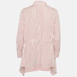 Pre Owned قميص سي أتش كارولينا هيريرا أكمام طويلة غير متماثل قطن مخطط أحمر مقاس متوسط