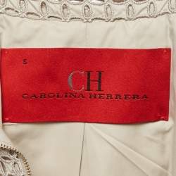 CH Carolina Herrera Beige Broderie Anglaise Eyelet Synthetic Zip-Up Jacket S