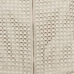 CH Carolina Herrera Beige Broderie Anglaise Eyelet Synthetic Zip-Up Jacket S