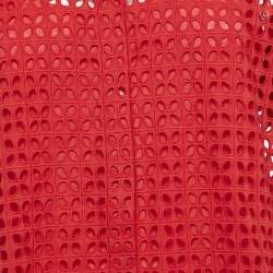 Pre Owned CH Carolina Herrera Red Cotton Lace Loose Fit Shirt XS