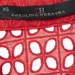 Pre Owned CH Carolina Herrera Red Cotton Lace Loose Fit Shirt XS