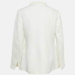 CH Carolina Herrera Cream Gabardine Double Breasted Jacket S