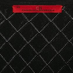 Pre Owned CH Carolina Herrera Black Pointelle Knit V-Neck Bodycon Dress XS