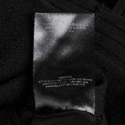 Pre Owned CH Carolina Herrera Black Pointelle Knit V-Neck Bodycon Dress XS