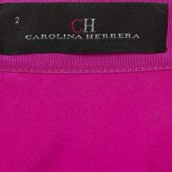 Pre Owned CH Carolina Herrera Pink Nylon Button Front Midi Wrap Dress S
