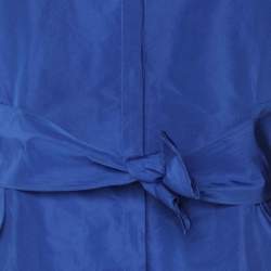 Pre Owned Carolina Herrera Royal Blue Taffeta Pocketed Flared Shirt Dress M