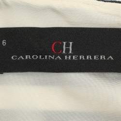 CH Carolina Herrera Cream/Black Striped Cotton Blend Sleeveless Midi Dress M