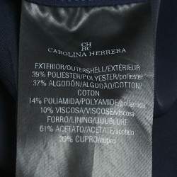 Pre Owned CH Carolina Herrera Navy Blue Floral Lace Short Sleeve Top S