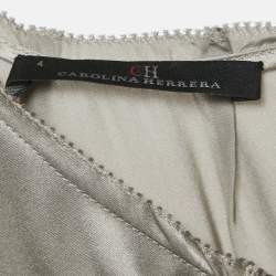 Pre Owned CH Carolina Herrera Metallic Grey Silk Satin Top S